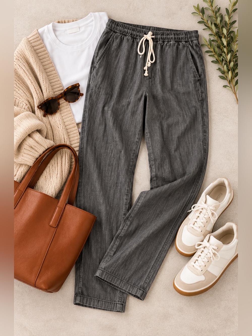 Eileen Fisher Tencel Cotton Chambray Pull-On Pants – Gray – Women’s